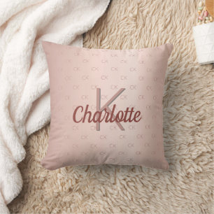 Rose Gold-Rose-Monogramm-Namensschrift Kissen