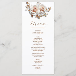 Rose Gold Roses Sculptural 3D Flower Wedding Menükarte