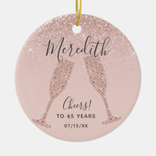 Rose Gold Rouge 65. Geburtstag mit Geburtsdatum Keramik Ornament