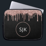 Rose Gold Roush Rosa Glitzer Sparkone Monogramm Laptopschutzhülle<br><div class="desc">Blush Pink - Rose Gold und Black Imitats Glitzer und sparkle Elegant Mit Monogramm Initials Case. Dieser Fall kann so angepasst werden,  dass er Ihren Anfangs- und Vornamen enthält.</div>