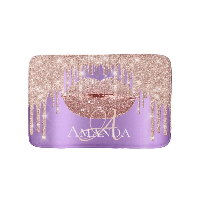 Rose Gold Royal Glitzer Name Monogram Makeup Badematte (Vorderseite)