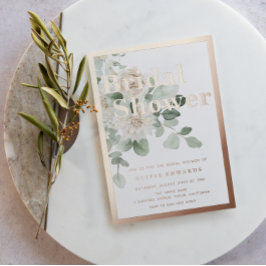 Rose Gold Sage Green White Floral Brautparty Folieneinladung