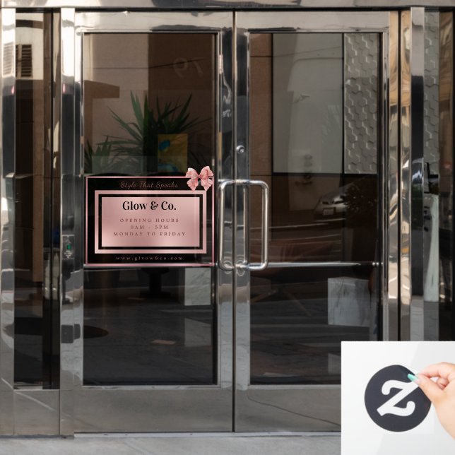 Rose Gold Salon | Elegantes Beauty Studio Fensteraufkleber (Büro Tür)