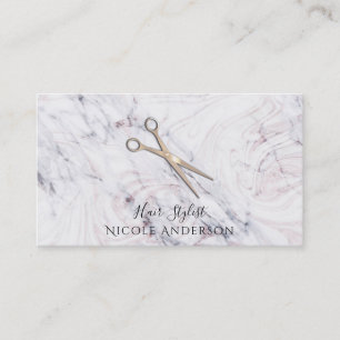 Rose Gold Salon Haarschneideschere & Marmor Visitenkarte