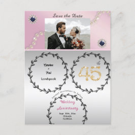 Rose Gold Saphir 45 Jahre Jubiläum Save the Date Postkarte