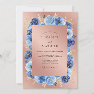 Rose Gold Saphir Anemone Hochzeit Einladung