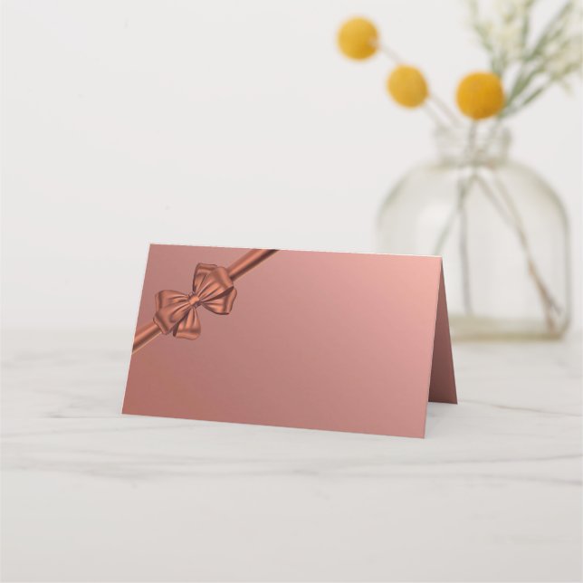 Rose Gold Satin Bow - Platzkarte (Vorderseite)