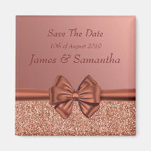 Rose Gold Satin Bow - Save the Date