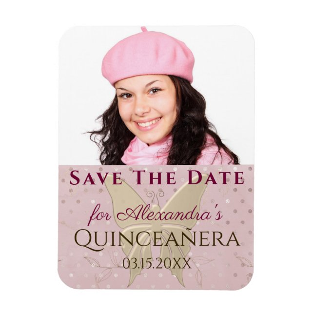 Rose Gold Save the Date Quinceanera Foto Magnet (Vertikal)