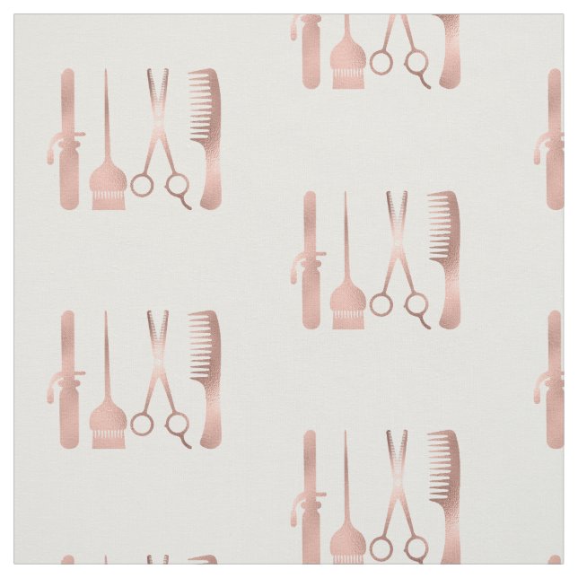 Rose Gold Scheren Haar Stylist Salon Muster Stoff (Muster)