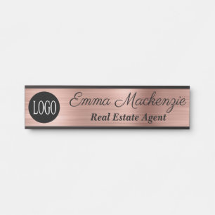 Rose-Gold-Schilder mit individuellem Logo für Büro Türschild
