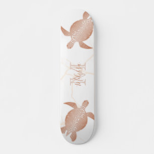 Rose Gold Schildkrötenweißmarmor Monogramm Ihr Nam Skateboard