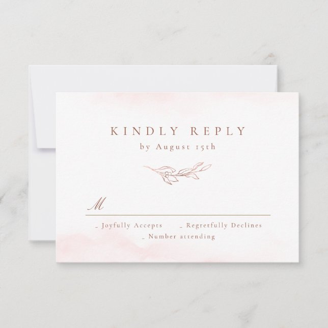 Rose Gold schlichte Eleganz botanische Blätter Hoc RSVP Karte (Vorderseite)
