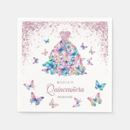 Rose Gold Schmetterlinge Gown Quinceanera Serviette