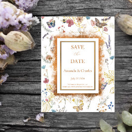 Rose Gold Schmetterlingsgarten Save the Date Postk Postkarte