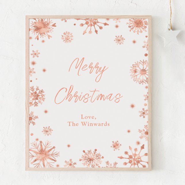 Rose Gold Schneeflocken Frohe Weihnachten Poster (Von Creator hochgeladen)