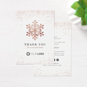 Rose gold Schneeflocken Weihnachten Danke Beilage