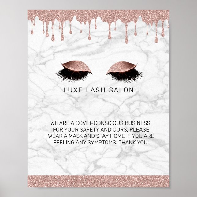 Rose Gold Schönheitssalon Covid Gewissenswerte Sic Poster (Vorne)