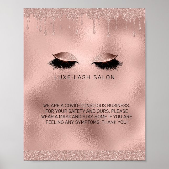 Rose Gold Schönheitssalon Covid Gewissenswerte Sic Poster (Vorne)