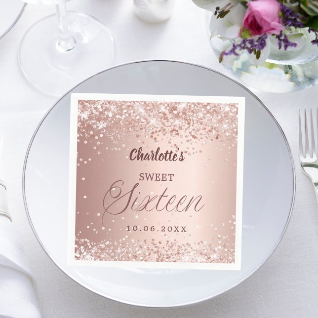 Rose Gold Schriftzug Sweet 16 Serviette (Von Creator hochgeladen)