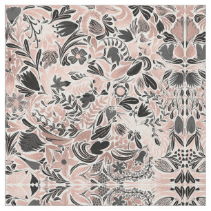 Rose Gold Schwarz Blütenblatt Illustrationsmuster Stoff