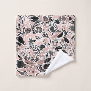 Rose Gold Schwarz Blütenblatt Illustrationsmuster Waschlappen