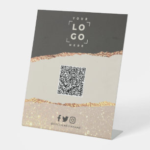 Rose Gold Schwarz elegante moderne QR-Codemarkieru Sockelschild