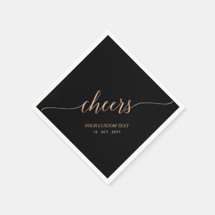 Rose Gold Schwarz Elegantes Stylisches Schriftzug  Serviette