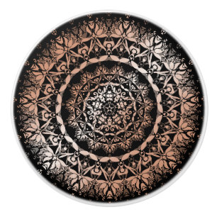 Rose Gold Schwarz Florales Mandala Keramikknauf