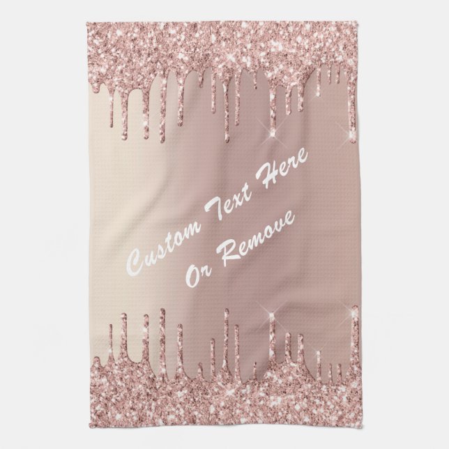 Rose Gold Schwarz Glitzer Küchentücher Handtuch Cu (Vertikal)