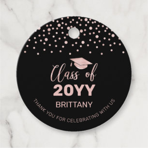 Rose Gold Schwarz Konfetti-Abschlussfeier Foto Geschenkanhänger