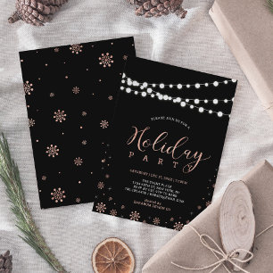 Rose Gold & Schwarz   Moderne elegante Weihnachtsf Einladung