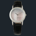 Rose Gold - Schwarz Rosa Silber Glitzer Monogramm Armbanduhr<br><div class="desc">Rose Gold - Rosa- und Silberne Imitate Foil metallic Sparkle Glitzer gebürstete Metal Monogram Name Watch. Dies macht den perfekten Abschluss,  Geburtstag,  Hochzeit,  Brautparty,  Jubiläum,  Babydusche oder Junggeselinnen-Abschied Geschenk für jemanden,  die Lieben glamourösen Luxus und schicke Stile.</div>