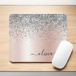 Rose Gold - Schwarz Rosa Silber Glitzer Monogramm Mousepad<br><div class="desc">Rose Gold - Rosa- und Silberne Imitate Foil Metallic Sparkle Glitzer gebürstete Metal Monogram Name und Initial Mousepad (Mauspad). Das macht den perfekten 16 Geburtstag,  Hochzeit,  Brautparty,  Jubiläum,  Babydusche oder Junggeselinnen-Abschied Geschenk für jemanden,  der Lieben glamourösen Luxus und schicke Stile.</div>