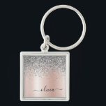 Rose Gold - Schwarz Rosa Silber Glitzer Monogramm Schlüsselanhänger<br><div class="desc">Rose Gold - Rosa- und Silberne Imitate Foil metallic sparkle Glitzer gebürstete Metal Monogram Name Keychains (Key Chain). Das macht den perfekten 16 Geburtstag,  Hochzeit,  Brautparty,  Jubiläum,  Babydusche oder Junggeselinnen-Abschied Geschenk für jemanden,  der Lieben glamourösen Luxus und schicke Stile.</div>