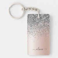 Rose Gold - Schwarz Rosa Silber Glitzer Monogramm