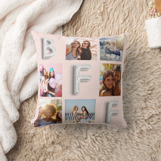 Rose Gold Schwarz Silber Foto Collage Kissen (Decke)