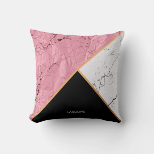 Rose Gold Schwarz-Weiß-Marmor-Muster Kissen