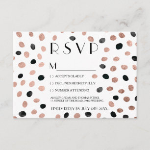 Rose Gold Schwarze Aquarelltöne uAwg Hochzeit RSVP Karte