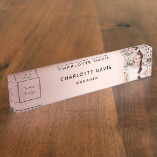 Rose Gold Schwarze Foto Firmenlogo Namensplakette