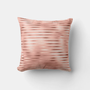 Rose Gold Schwarze Funkelnd Streifen Linien Metall Kissen