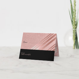 Rose Gold Schwarzer Glitzer Foil Look WEDING Dankeskarte