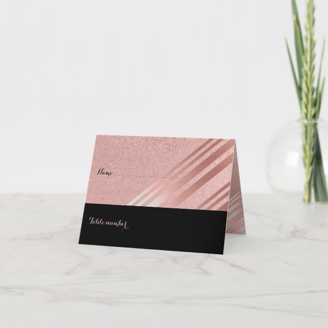 Rose Gold Schwarzer Glitzer Foil Look WEDING Dankeskarte (Vorderseite)