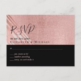 Rose Gold Schwarzer Glitzer Foil Look WEDING RSVP Postkarte