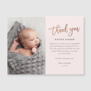 Rose Gold Script Baby Vielen Dank Magnetkarte