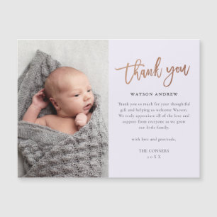 Rose Gold Script Baby Vielen Dank Magnetkarte