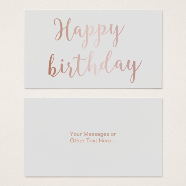 Rose Gold Script "Joyeux anniversaire" Classy Grey (Devant & derrière)