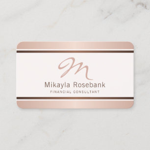 Rose Gold Script Monogram Beruflich Consultant Visitenkarte