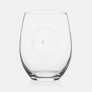 Rose Gold Script Monogram Letter C Weinglas Ohne Stiel