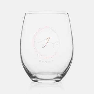 Rose Gold Script Monogram Letter G Weinglas Ohne Stiel